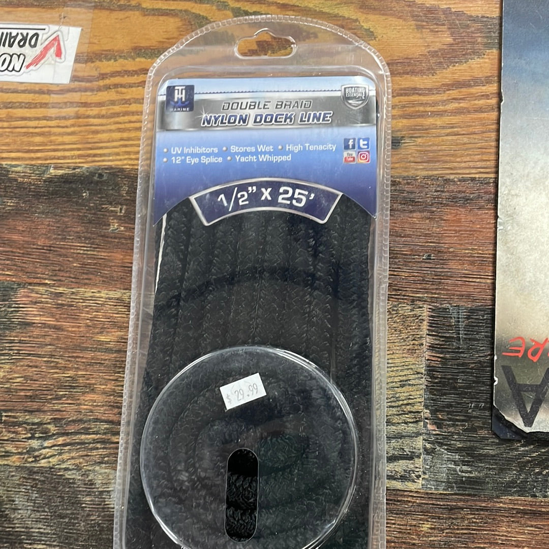 TH Marine Nylon Dock Line 1/2” x 25’