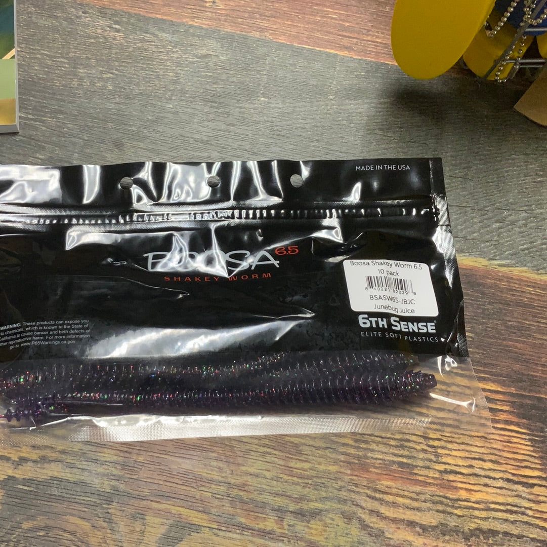 6th Sense Boosa Shakey Worm 6.5" June Bug Juice
