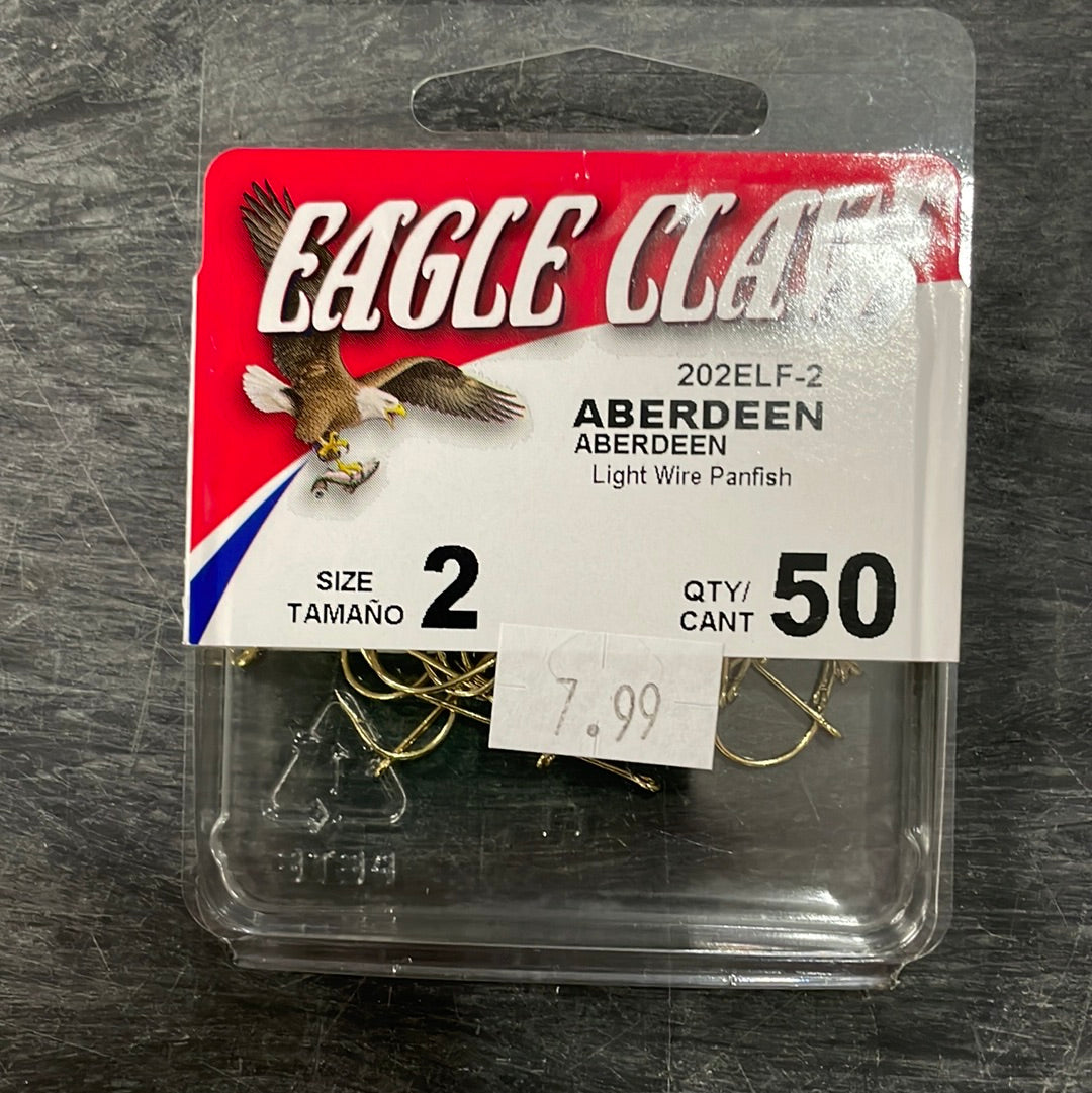 Eagle Claw Aberdeen Extra Light Wire Hook 2 Gold - 50 Pk Eagle Claw Aberdeen Extra Light Wire Hook 2 Gold - 50 Pk
