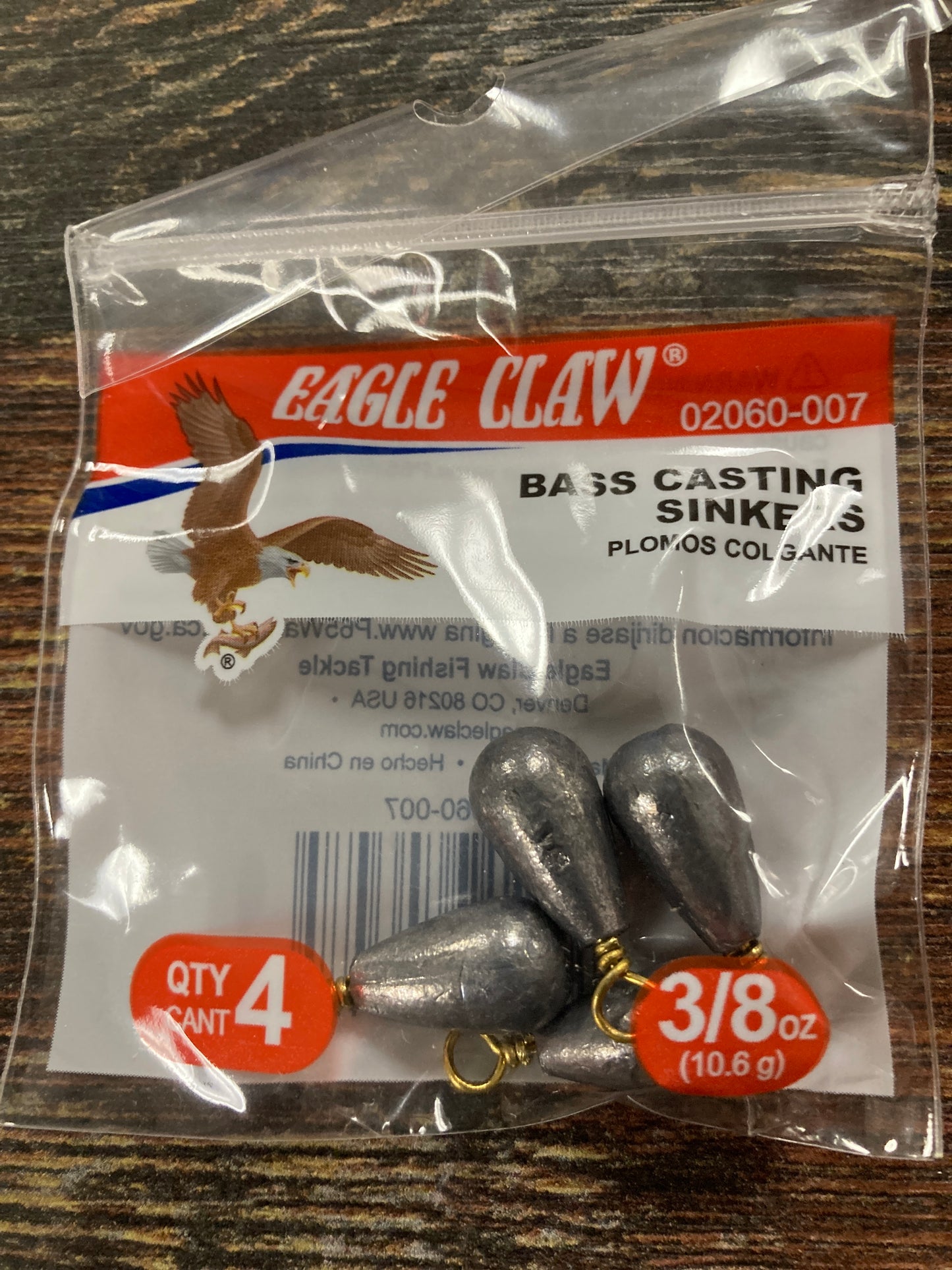 Eagle Claw Bass Casting Sinkers 3/8 oz. Lead