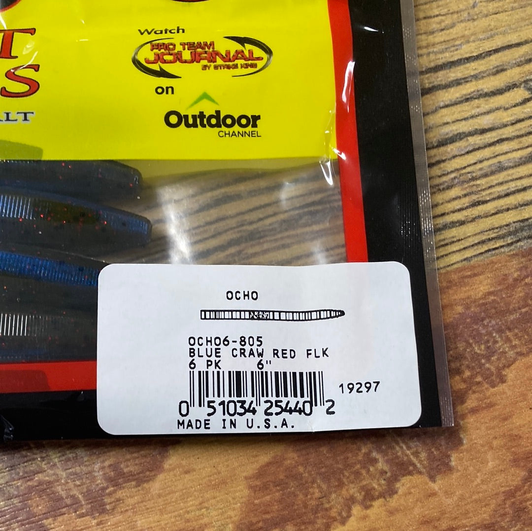 Strike King KVD Ocho Blue Craw 6" Red Flake