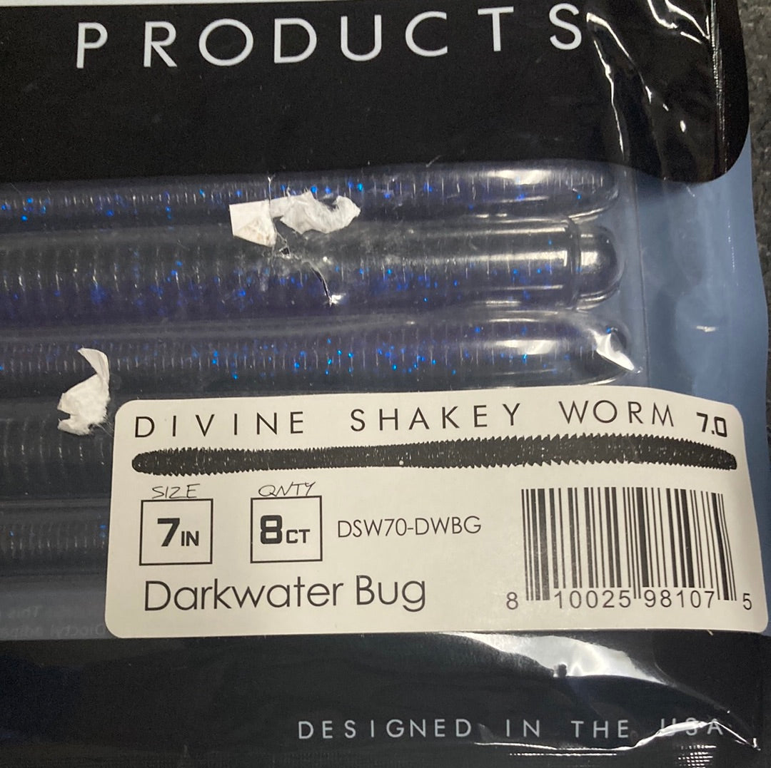6th Sense Divine Shakey Worm 7.0" Darkwater Bug