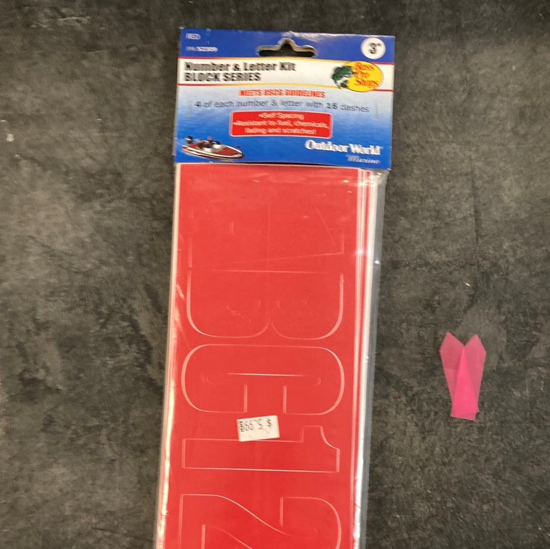 Bass Pro Shop Red Letters & numbers