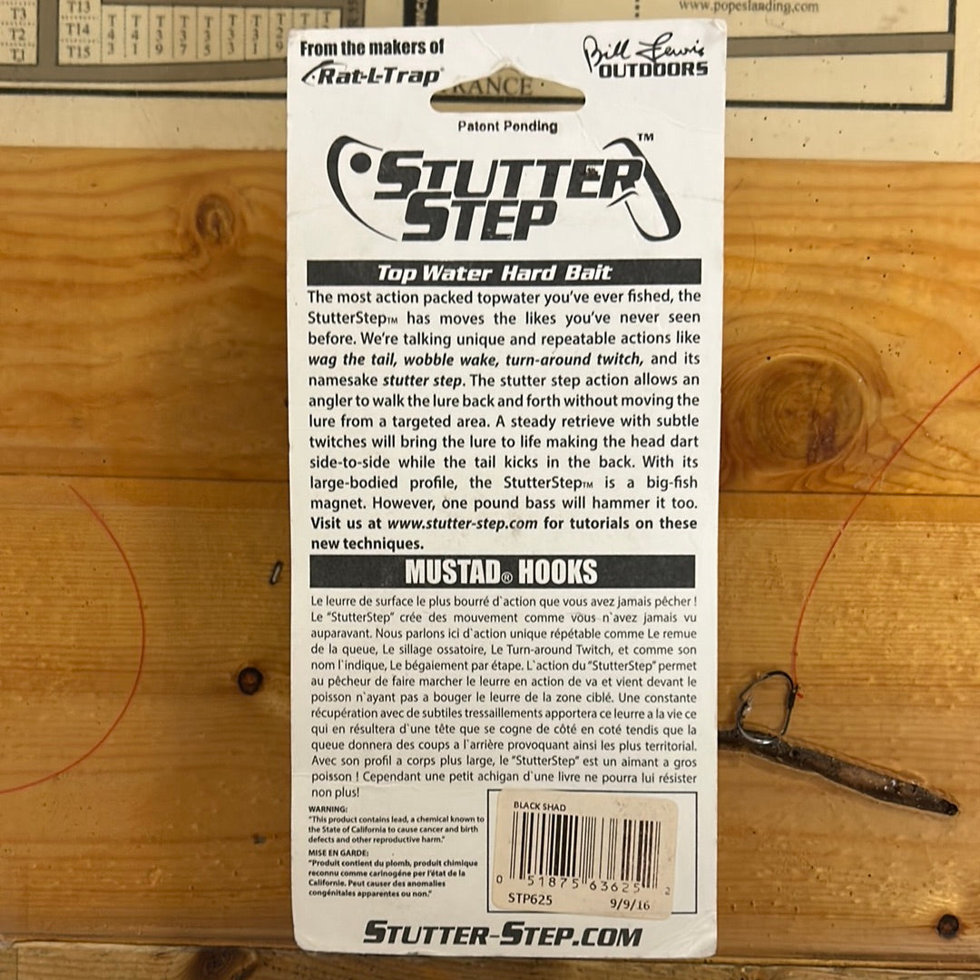 Bill Lewis Rat L Trap Stutter Step Top Water - Black Shad