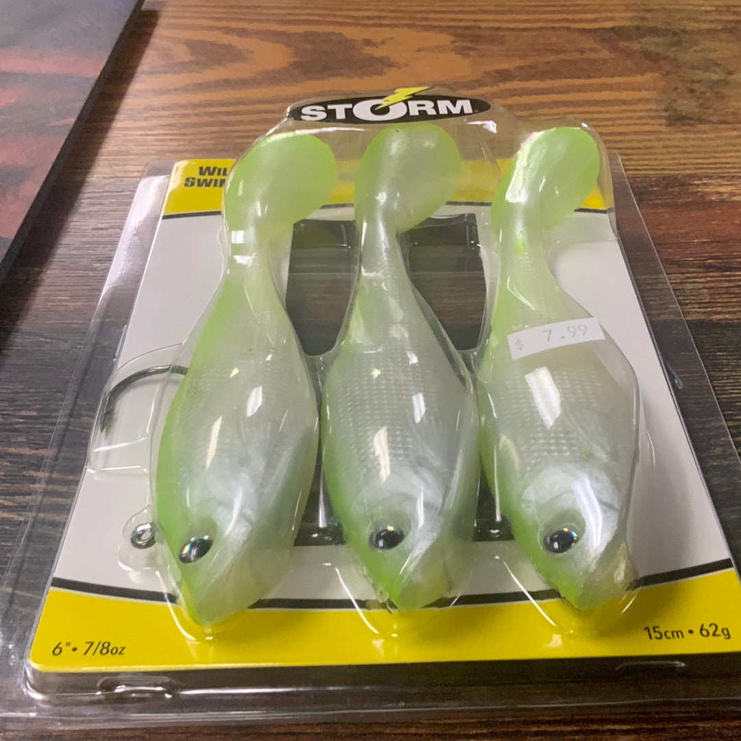 Storm Wildeye Swim Shad 6" 7/8 oz. Chartreuse Silver