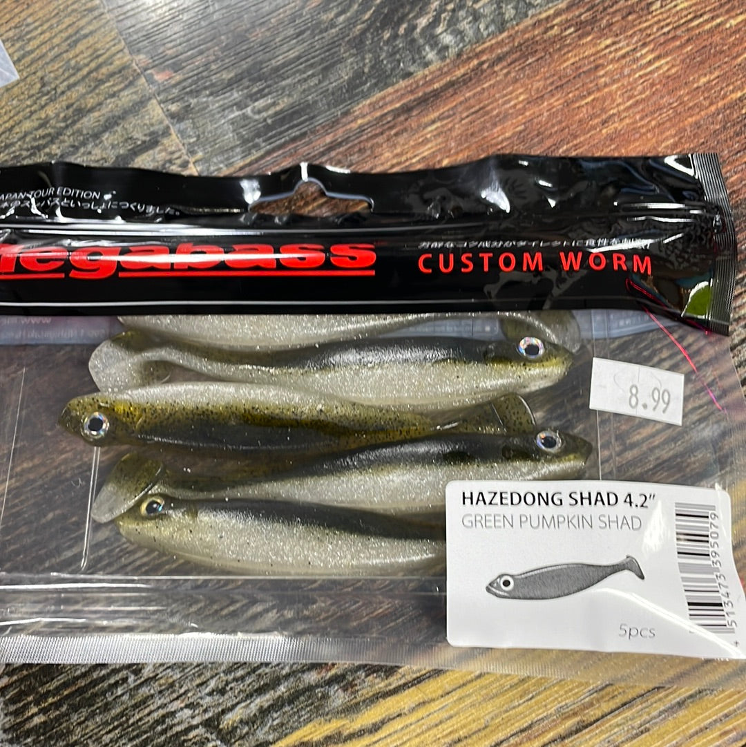 Megabass Hazedong 4.2” Green Pumpkin Shad