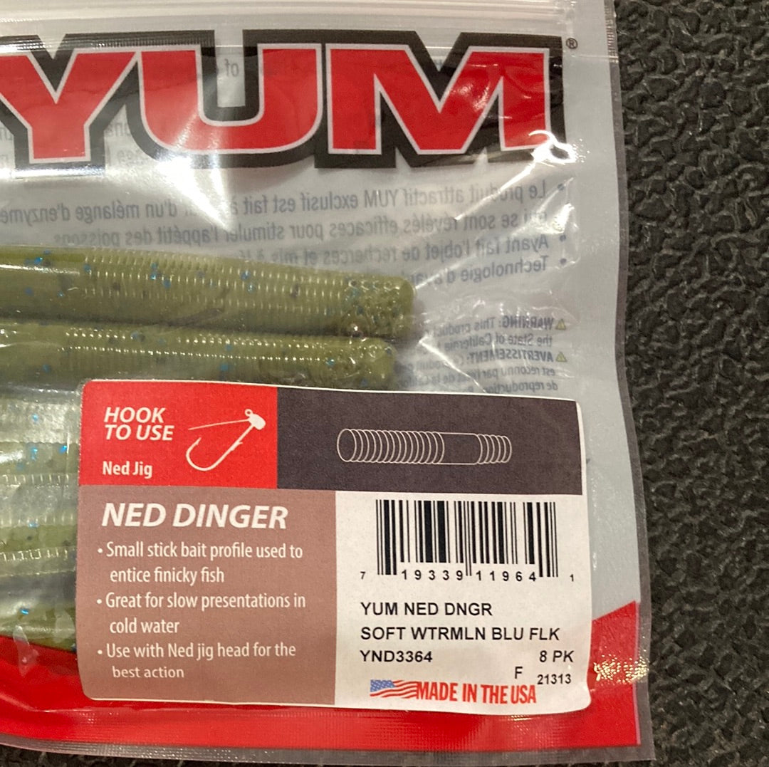 Yum Ned Dinger Watermelon Blue Fleck