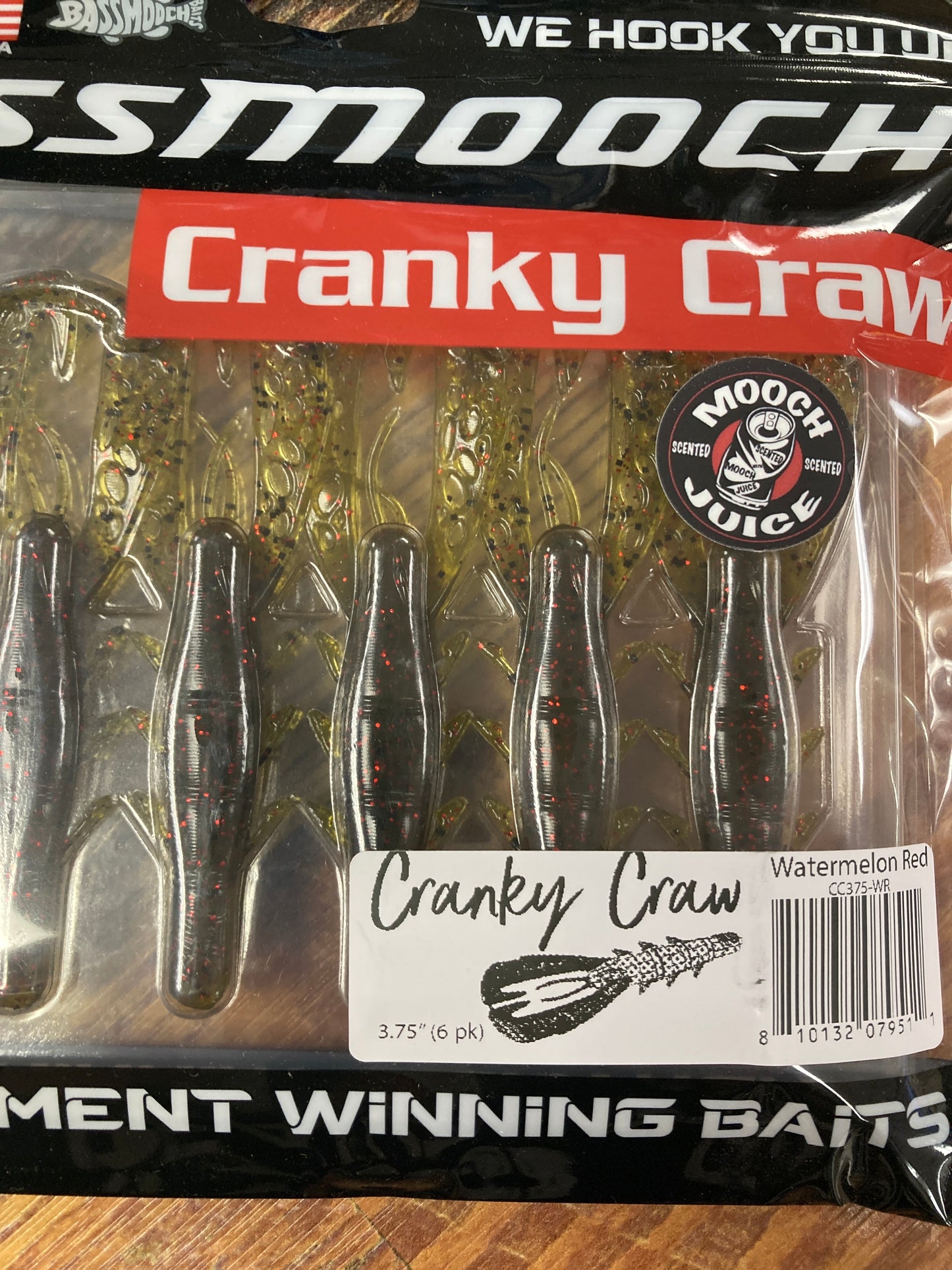 Bassmooch Cranky Craw 3.75” Watermelon Red