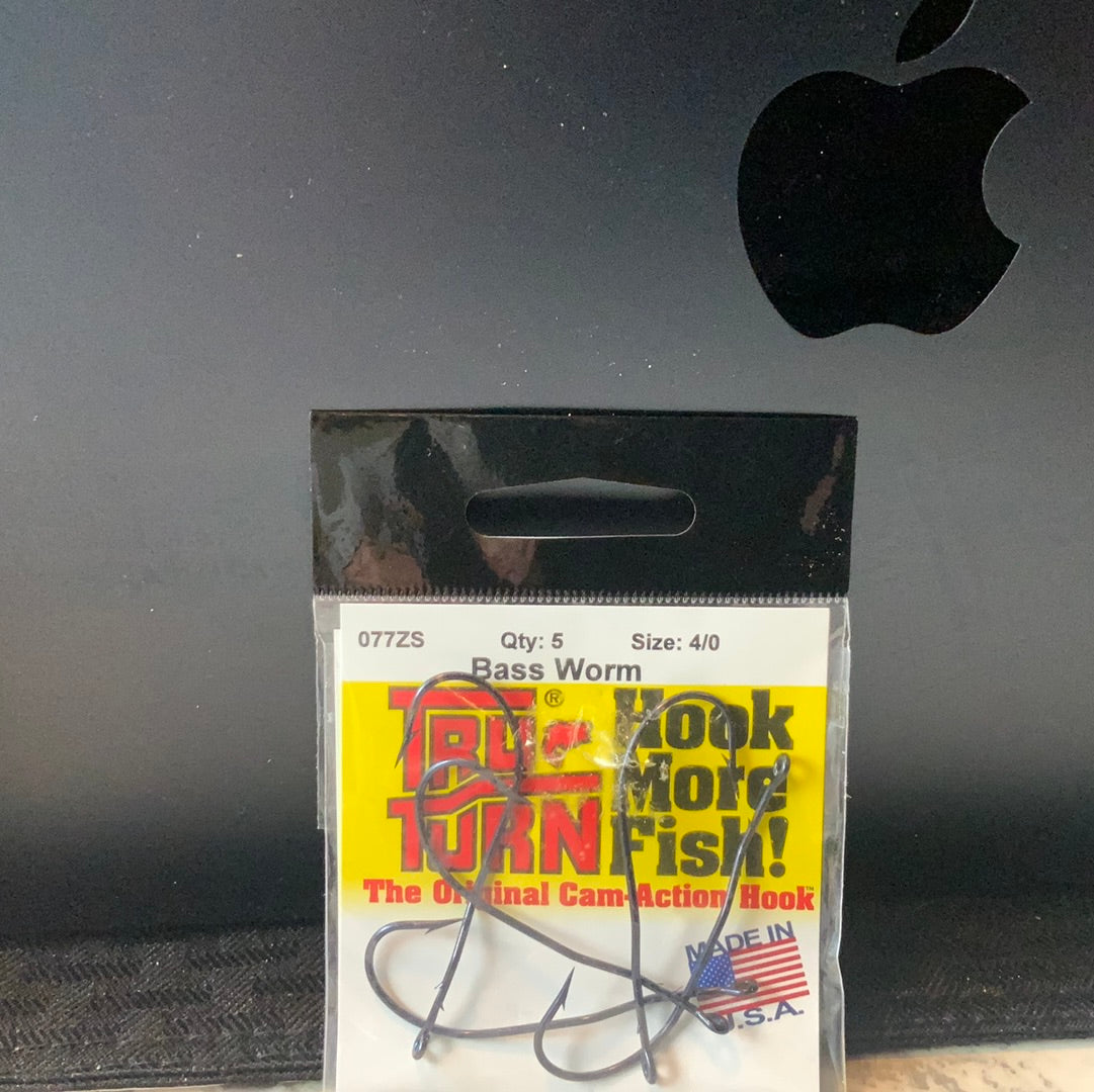 Tru Turn Bass Worm Hook 4/0 Raw
