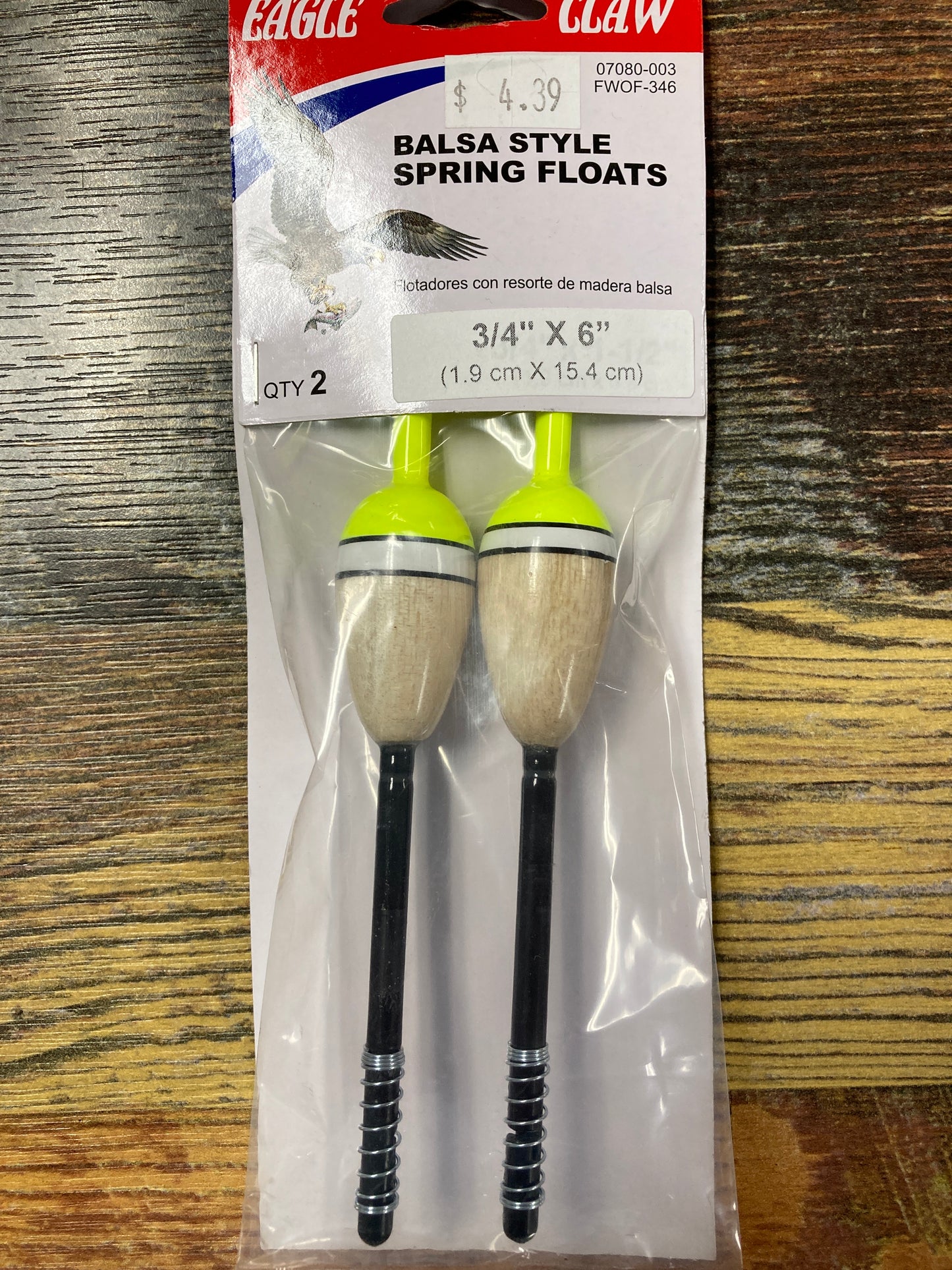 Eagle Claw Balsa Spring Floats 3/4" X 6"