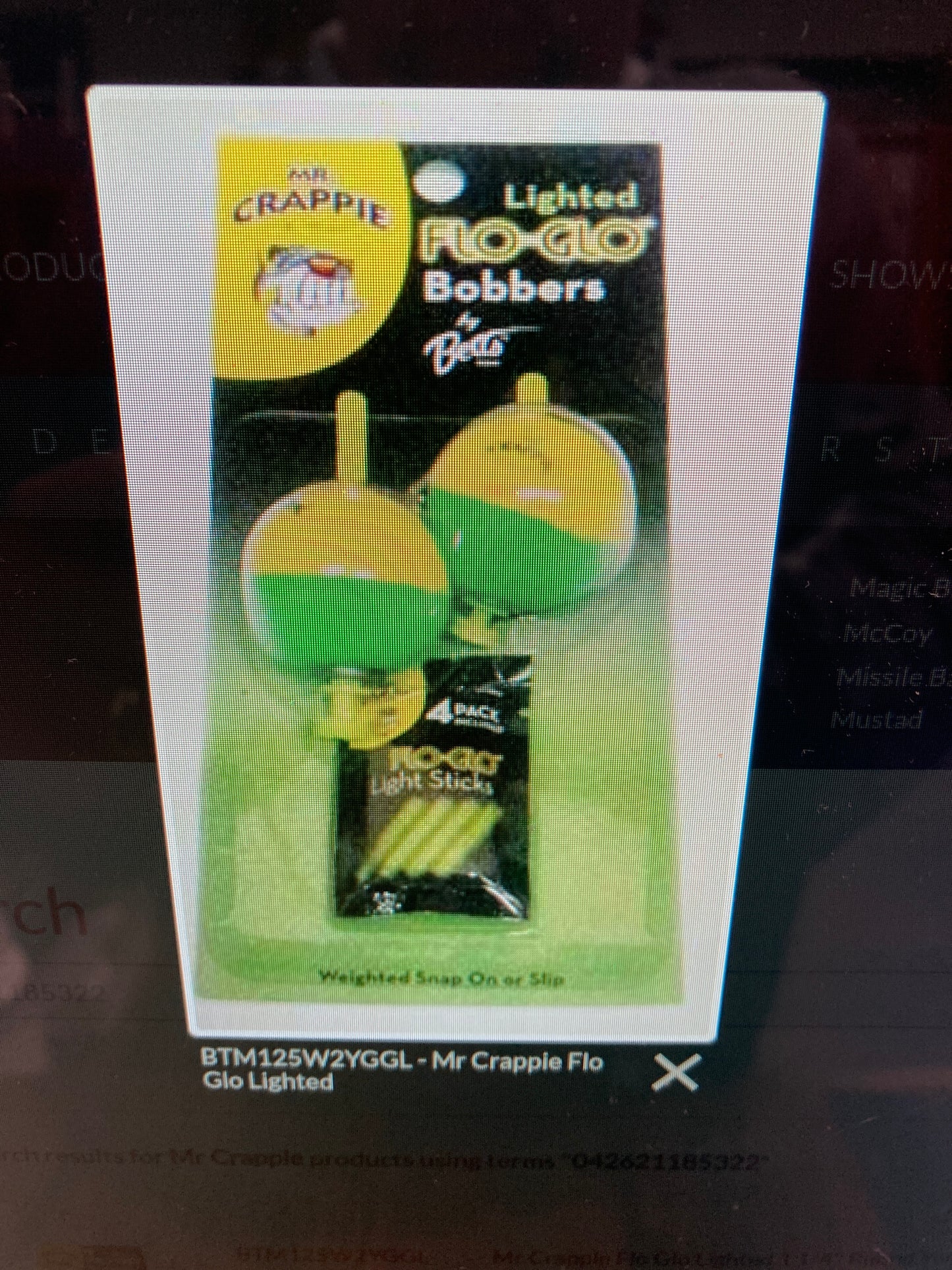 Mr Crappie Flo Glo Light Snap On Bobber