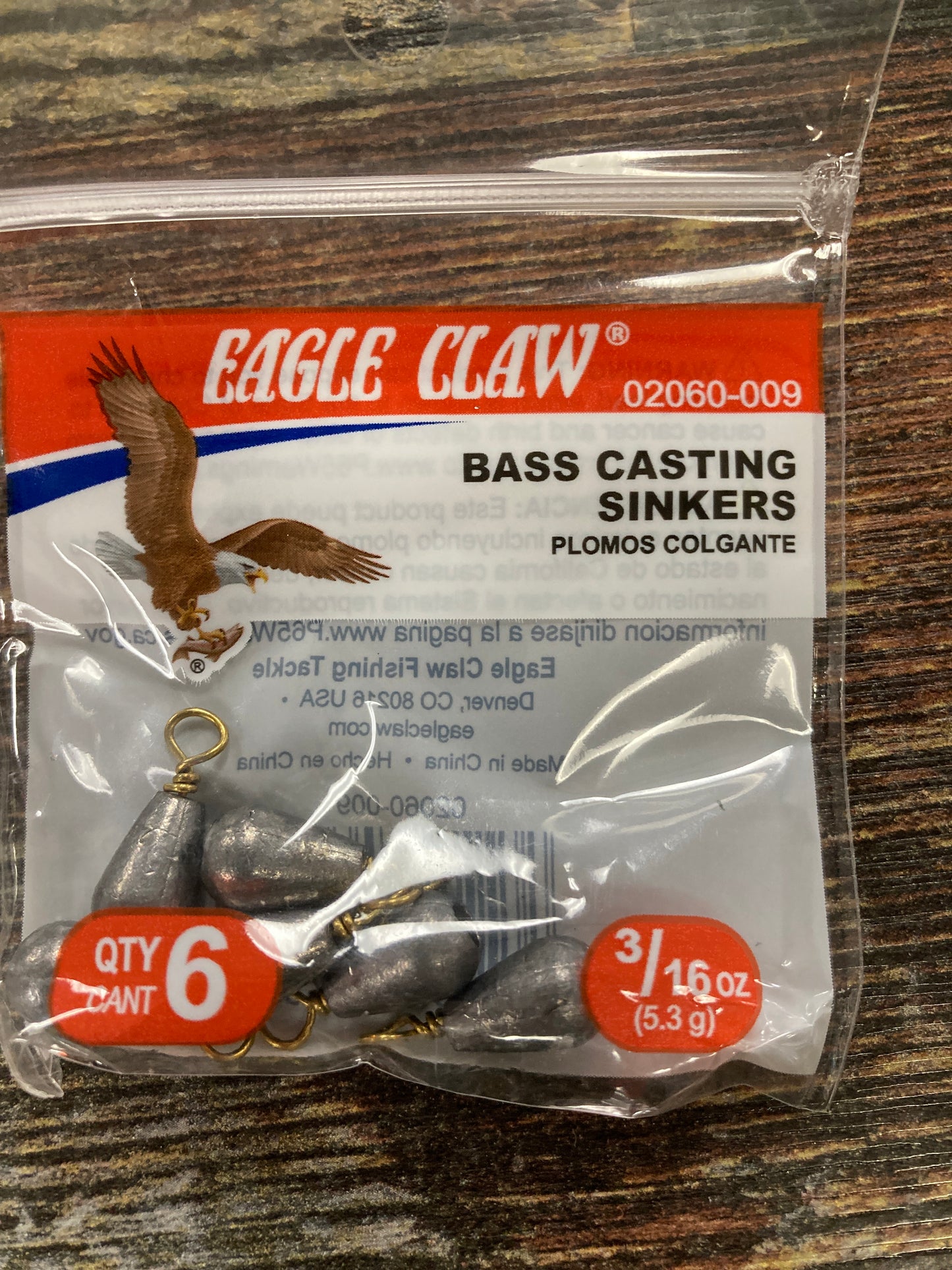 Eagle Claw Bass Casting Sinkers 3/16 oz. Lead