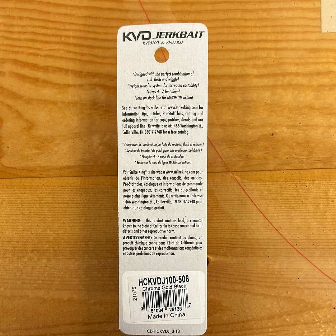 Strike King KVD Jerkbait Chrome Gold Black