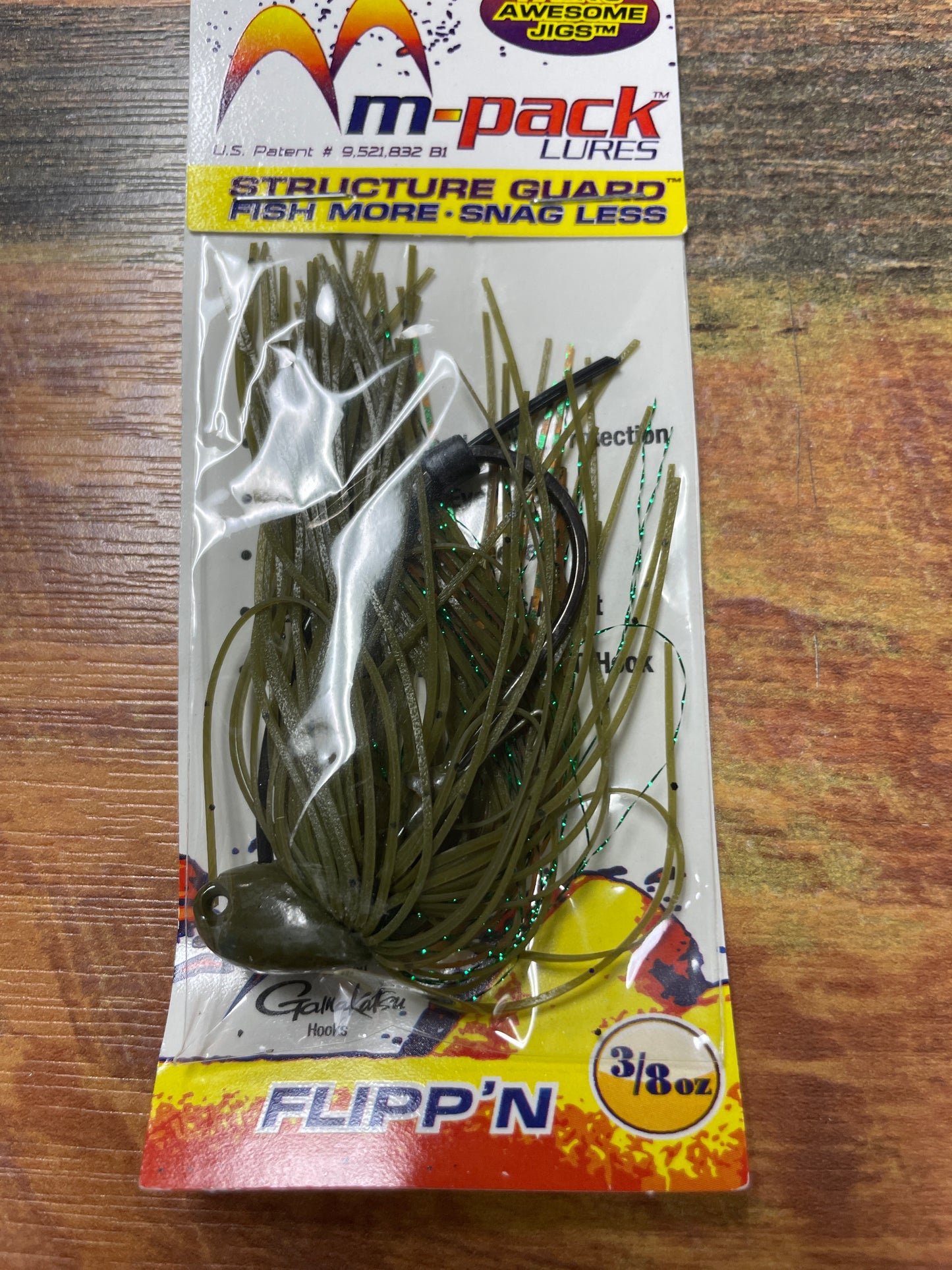 M-Pack Lures 3/8oz FLIPP N JIG Green Pumpkin