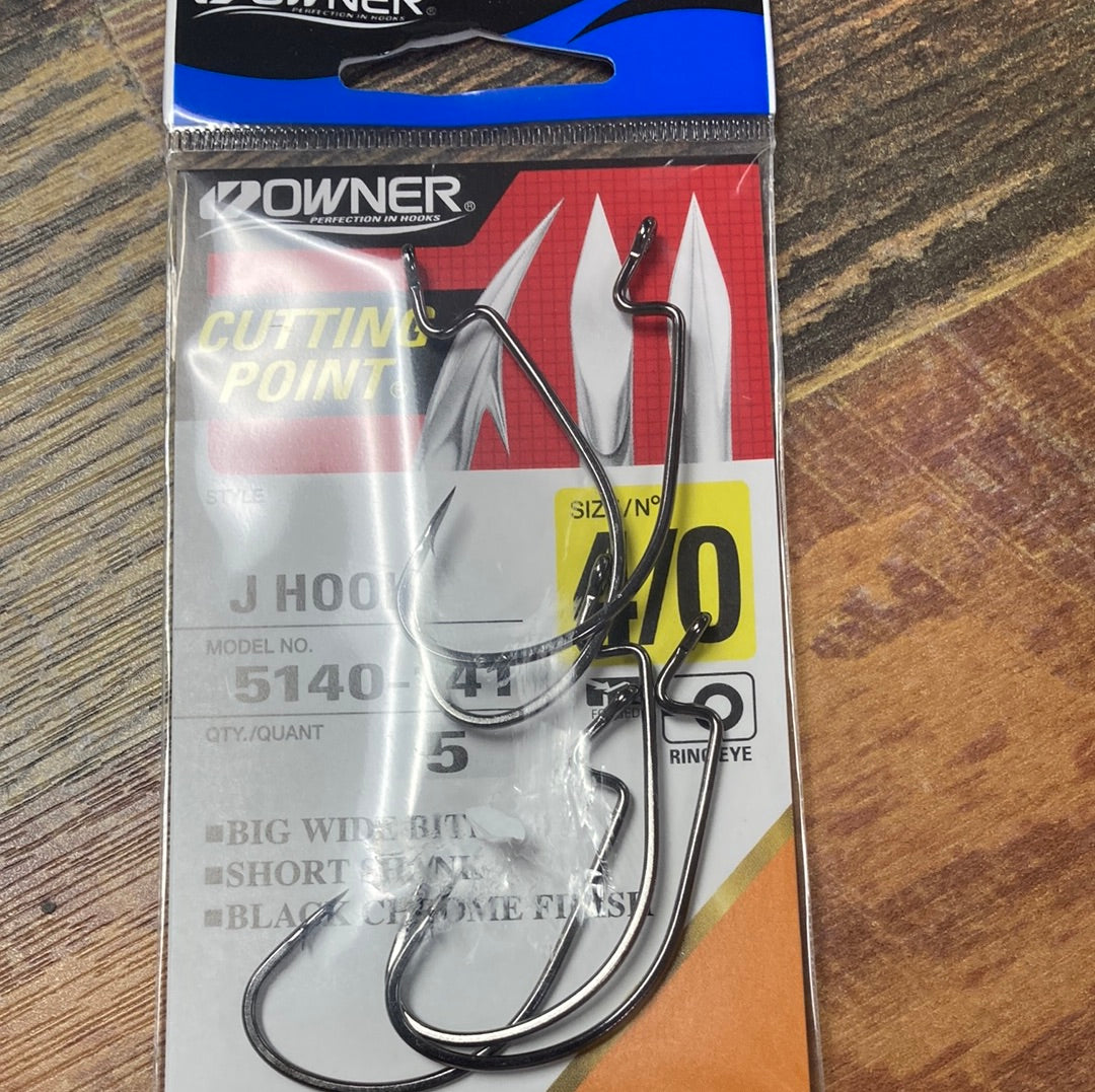 Owner Cutting Point J Hook 4/0 Chrome Black