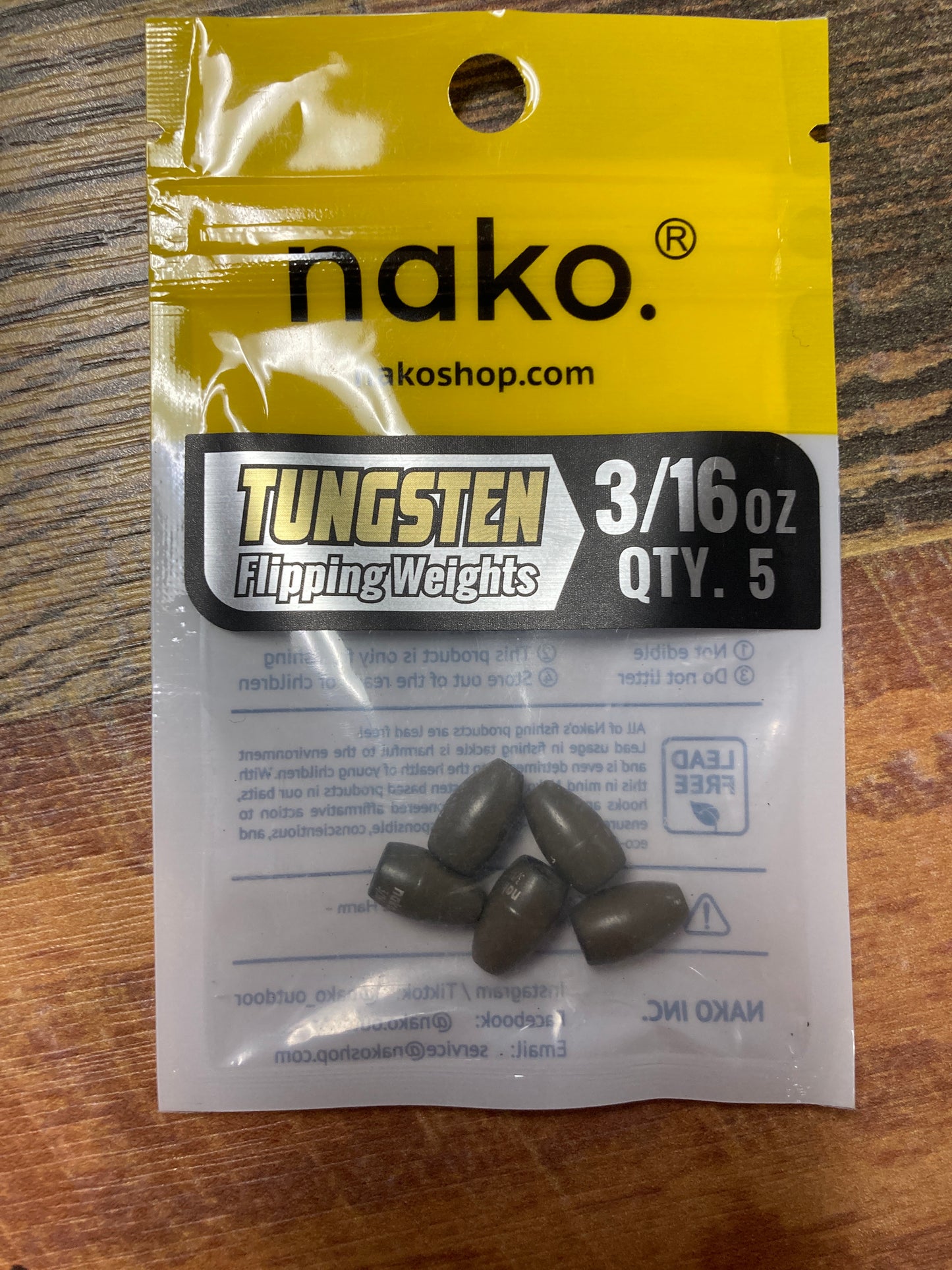 Nako Tungsten Flip Weight 3/16 oz.