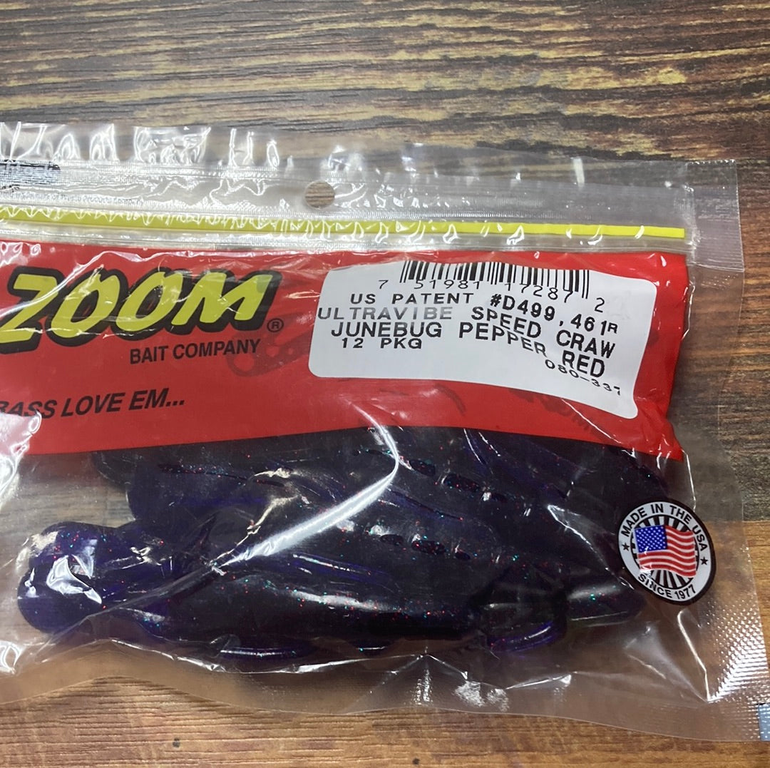 Zoom U-V Speed Craw 3.5" Junebug Pepper Red