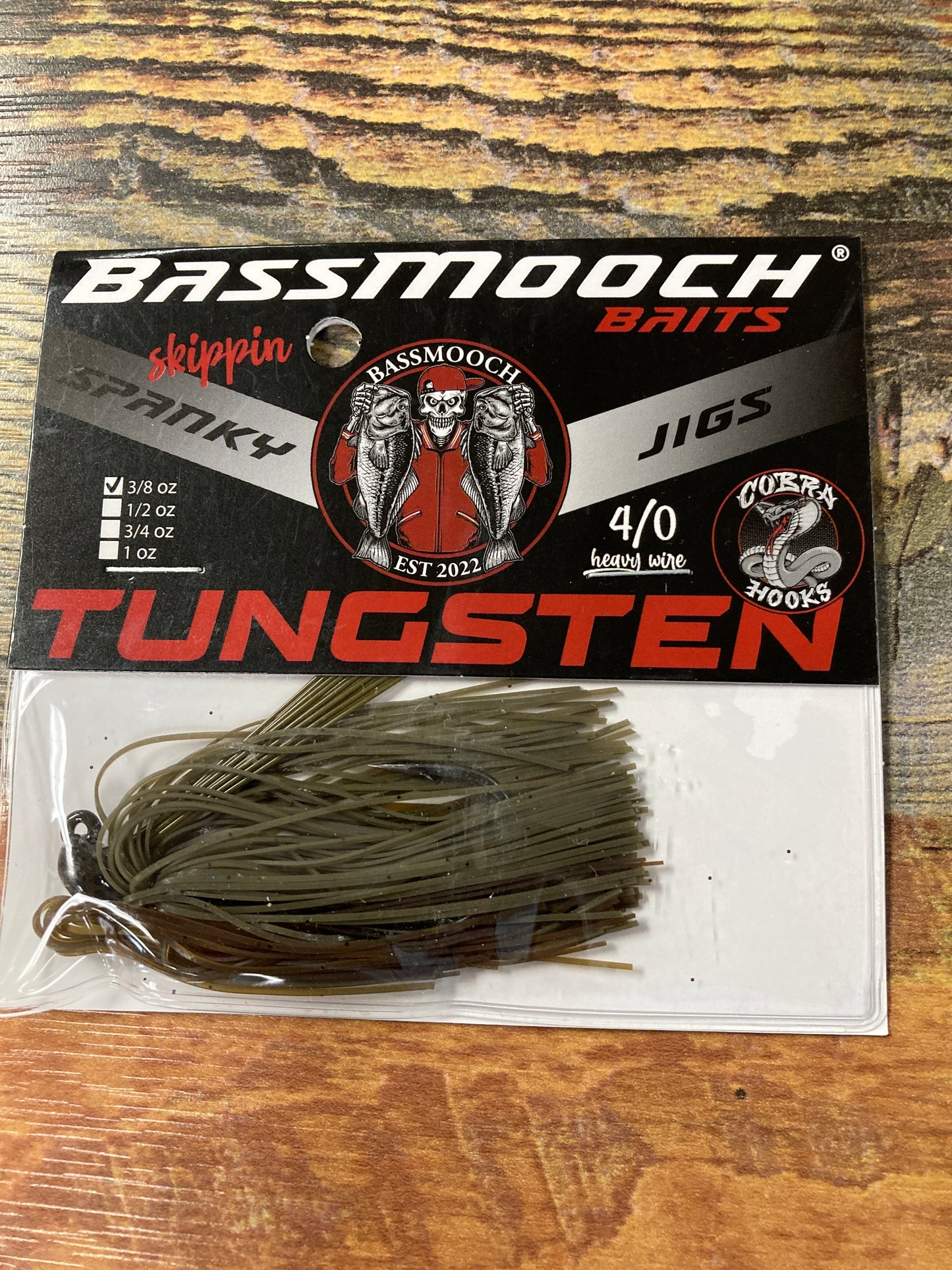 Bassmooch Tungsten Skippin Jig 3/8 oz. Green Pumpkin