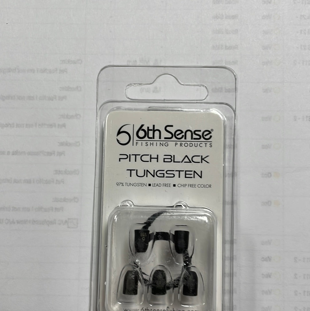6th Sense Pitch Black Tungsten Weights 1/16 oz.