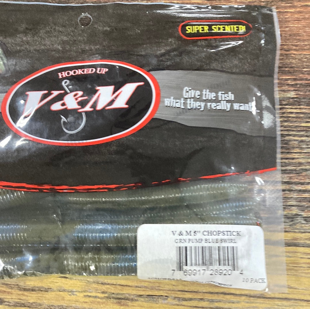 V&M Chopstick 5" Green Pump Blue Swirl