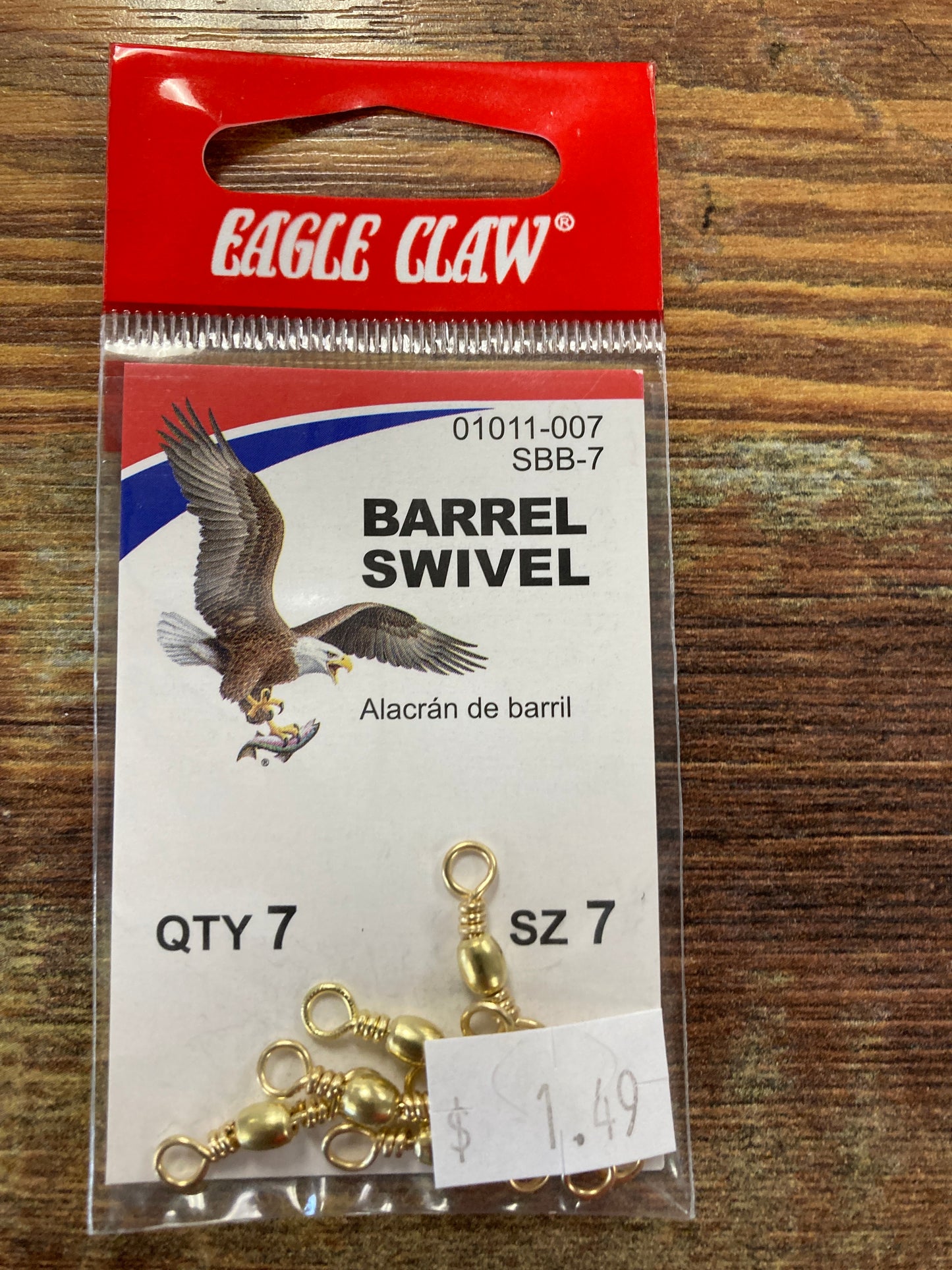 Eagle Claw Barrel Swivel - Sz 7 - Brass