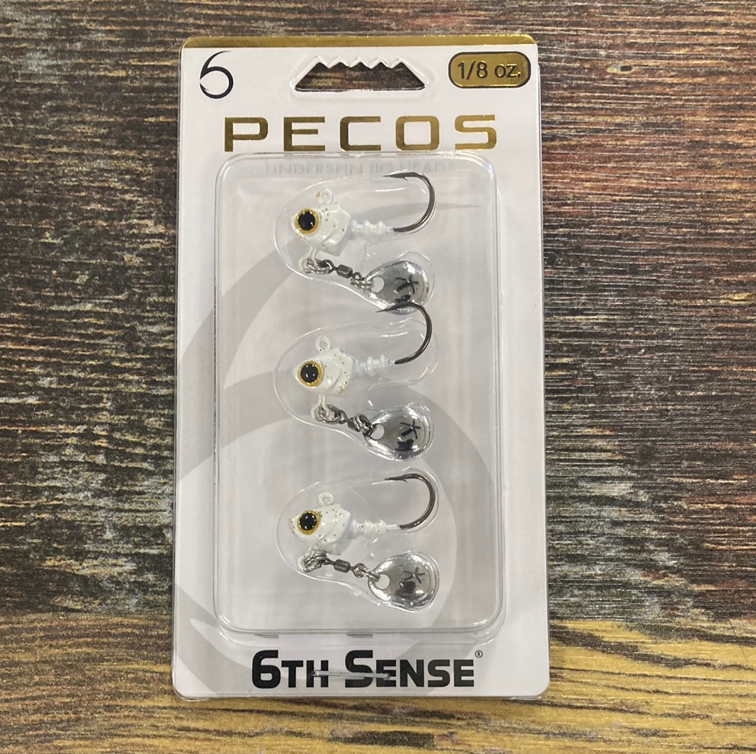 6th Sense Pecos Jig Heads 1/8 oz. Platinum White