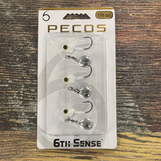 6th sense Pecos 1/8 jig heads Platinum White
