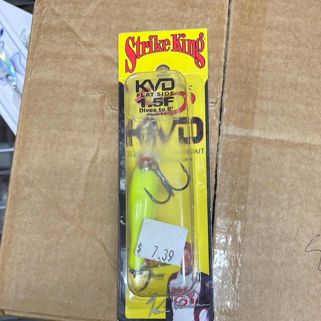 Strike King KVD Flat Side 1.5F Dives to 8' Black Back Chartreuse
