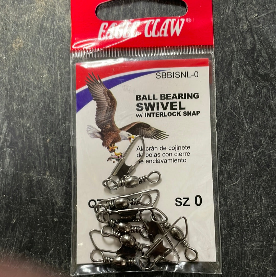 Eagle Claw Ball Bearing Swivel w/Interlock Snap Sz 0