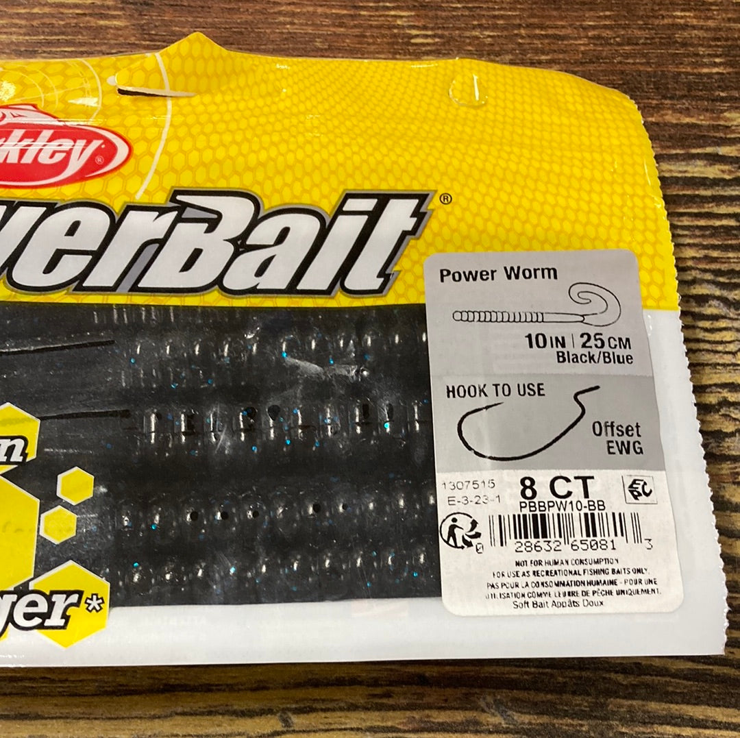 Berkley 10” Power Worm Black/Blue