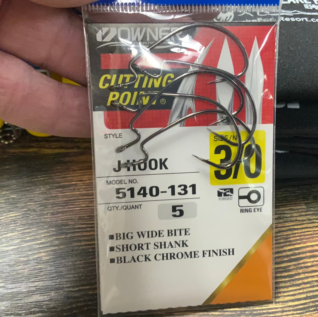 Owner Cutting Point J Hook 3/0 Chrome Black