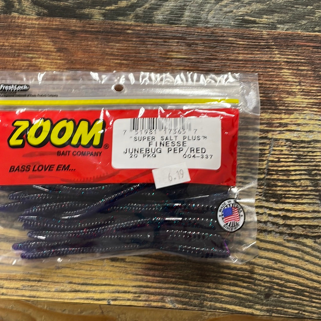 Zoom Finesse Worm - Junebug Pep/Red