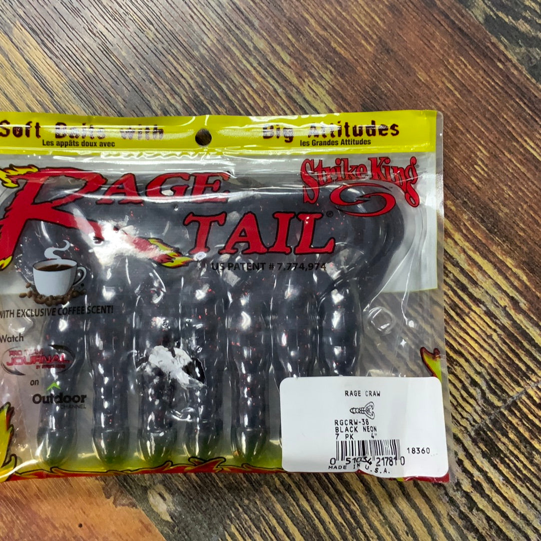 Strike King Rage Craw 4" Black Neon