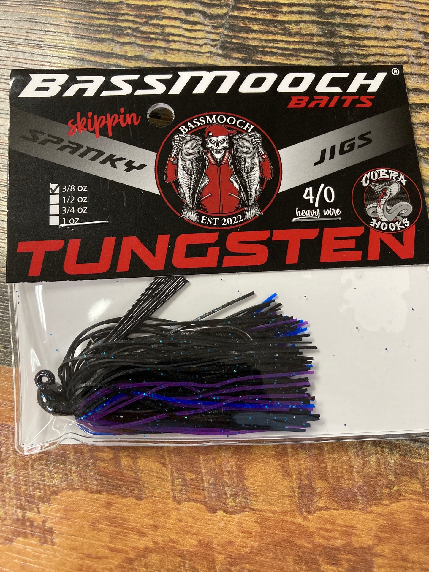 Bass Moouch Skippin Jigs 3/8 oz. Black/Blue Purple