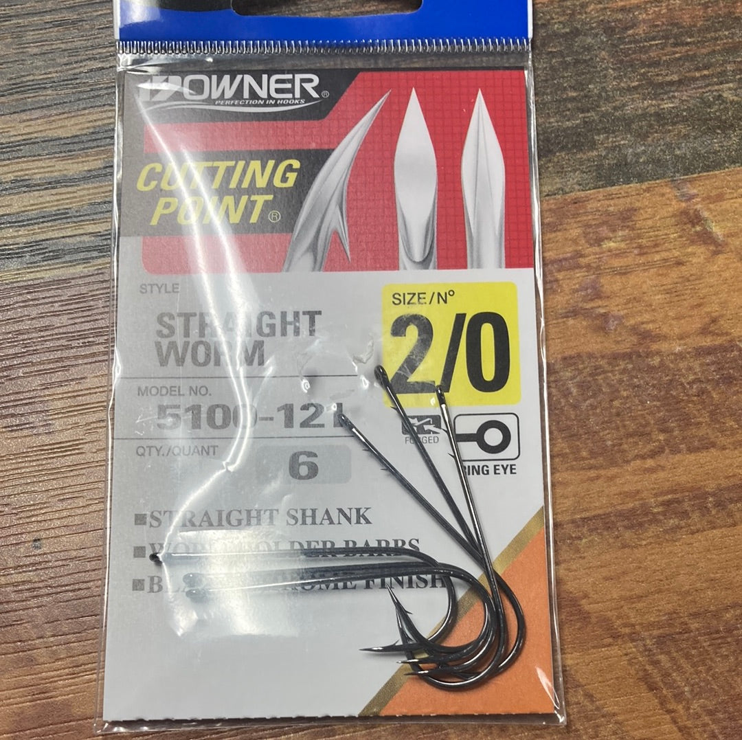 Owner Straight Worm 2/0 Chrome Black