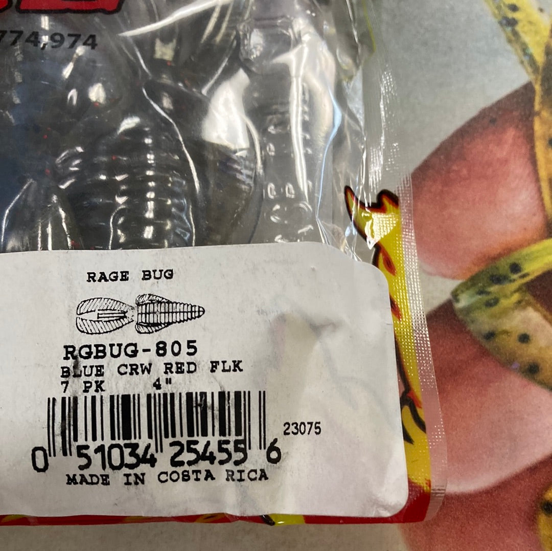 Strike King Rage Tail Rage Bug 4" Blue Craw Red Flake