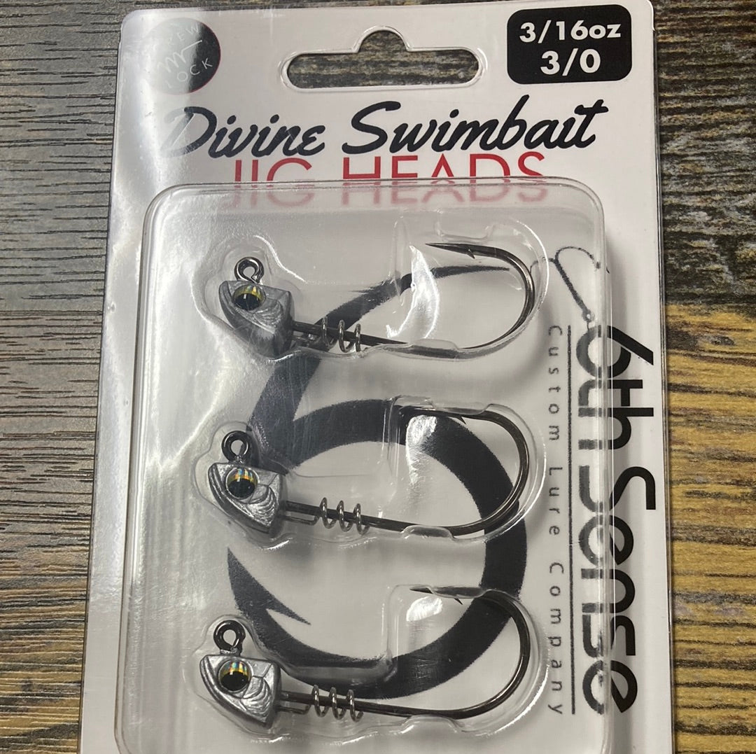 6th Sense Divine Jig Heads 3/16 oz. 3/0 Lead