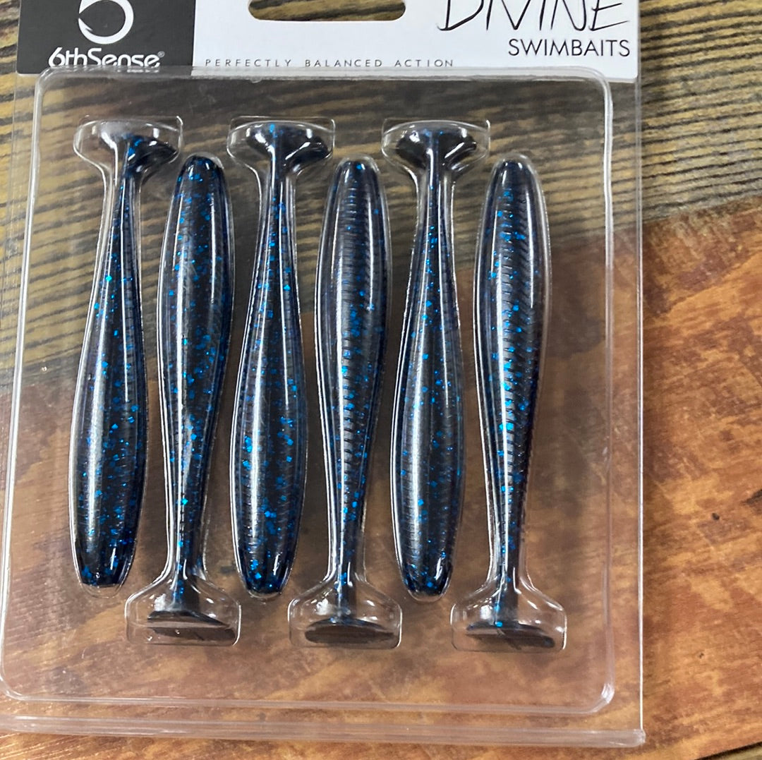 6th Sense Divine Swimbaits 3.8" Black N Blue Flake