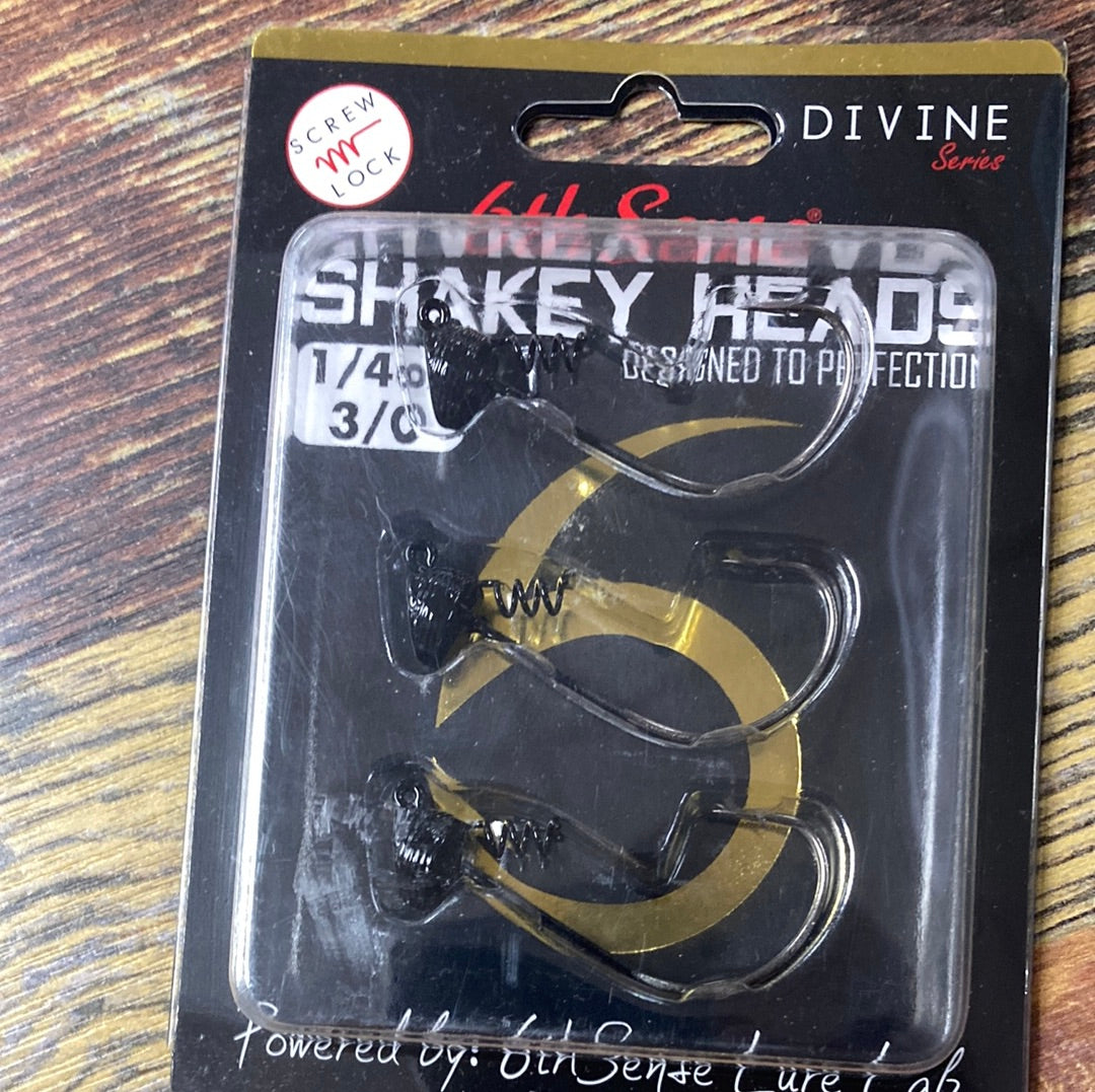 6th Sense Divine Shakey Heads 1/4 oz. 3/0 Black
