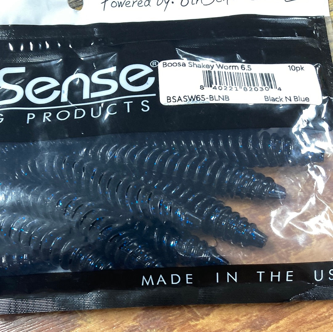 6th Sense Boosa Shakey Worm 6.5" Black N Blue