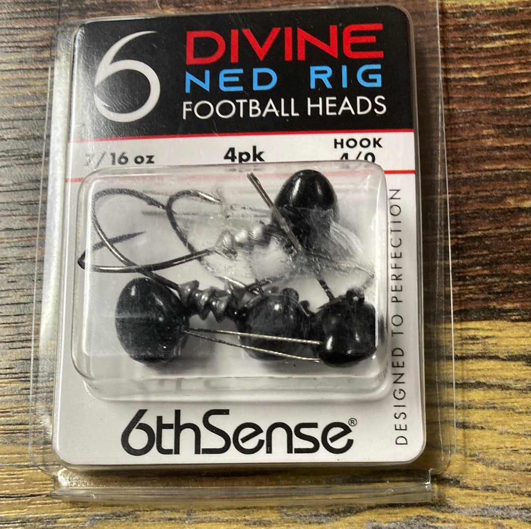 6th Sense Divine Ned Rig Football Heads 7/16 oz. 4/0 Black