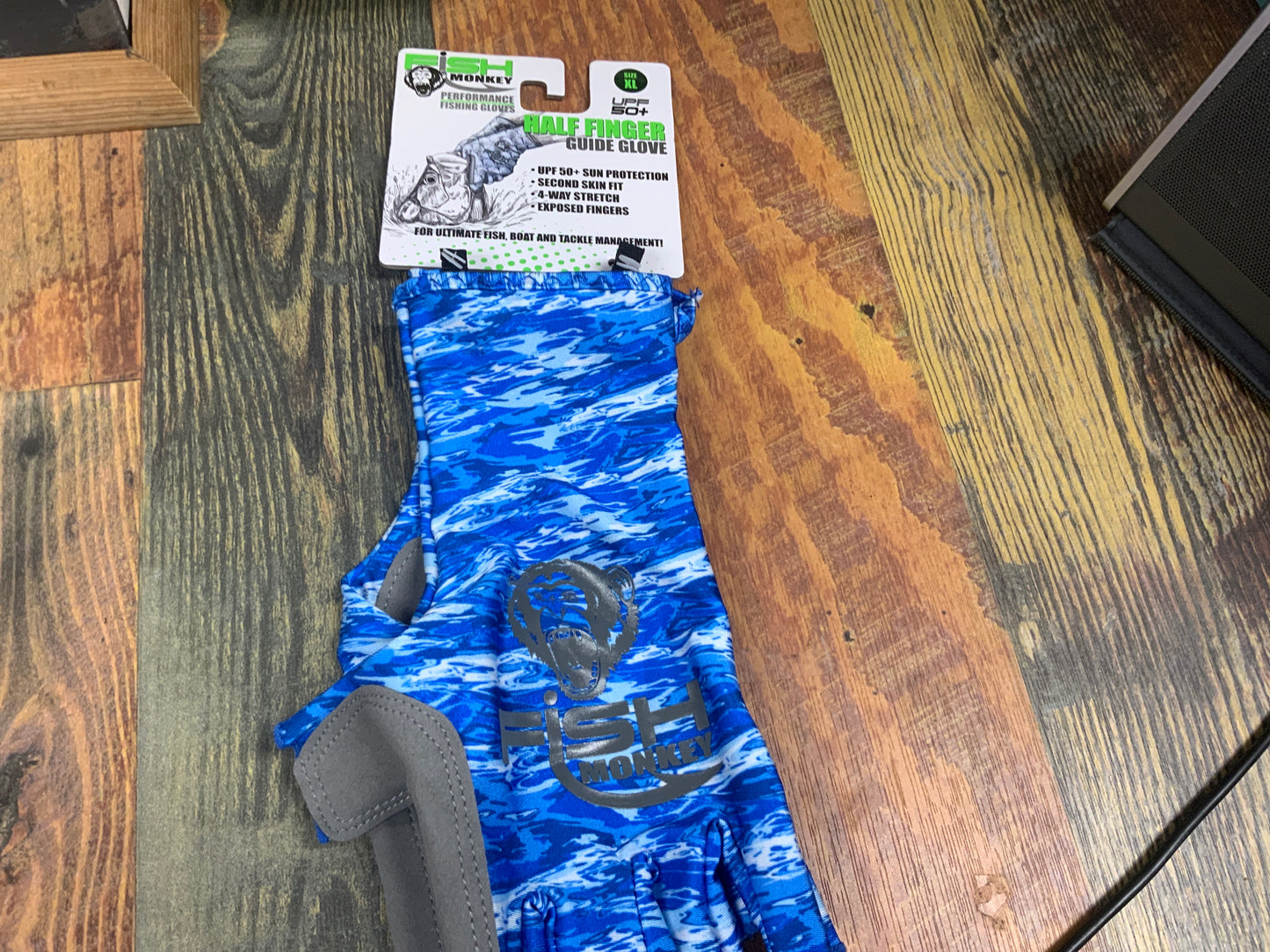 Fish Monkey Half Finger Glove - XL - Blue Water