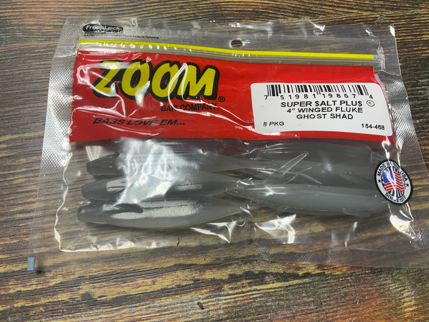 Zoom Winged Fluke 4" Ghost Shad