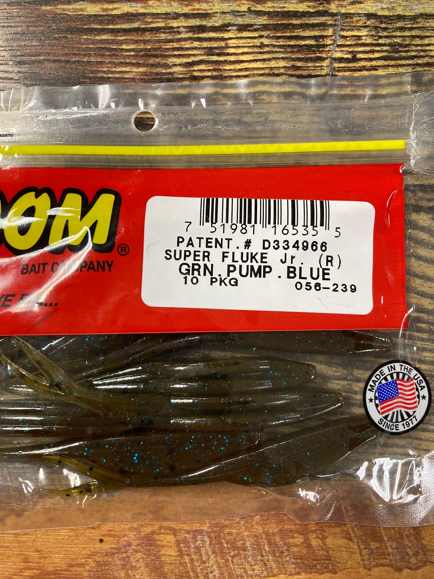 Zoom Super Fluke Jr - Green Pumpkin Blue