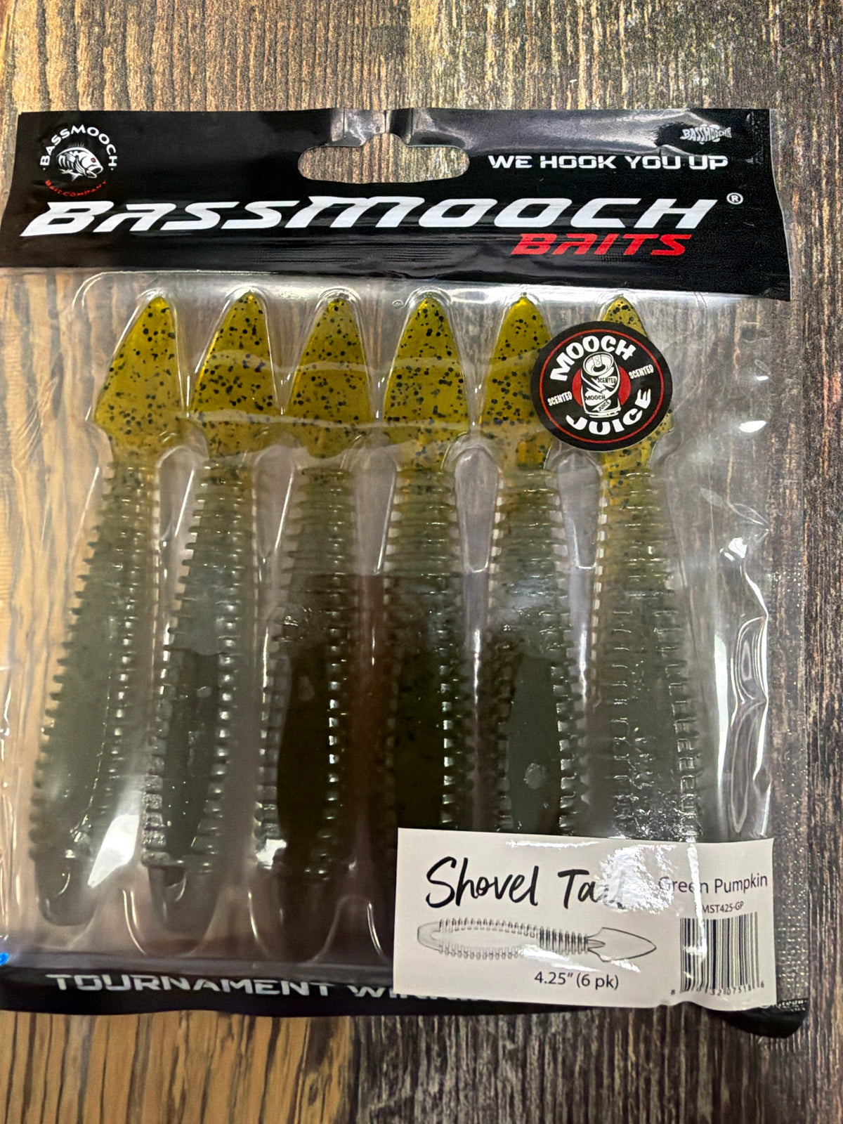 Bassmooch Shovel Tail 4.25” Green Pumpkin