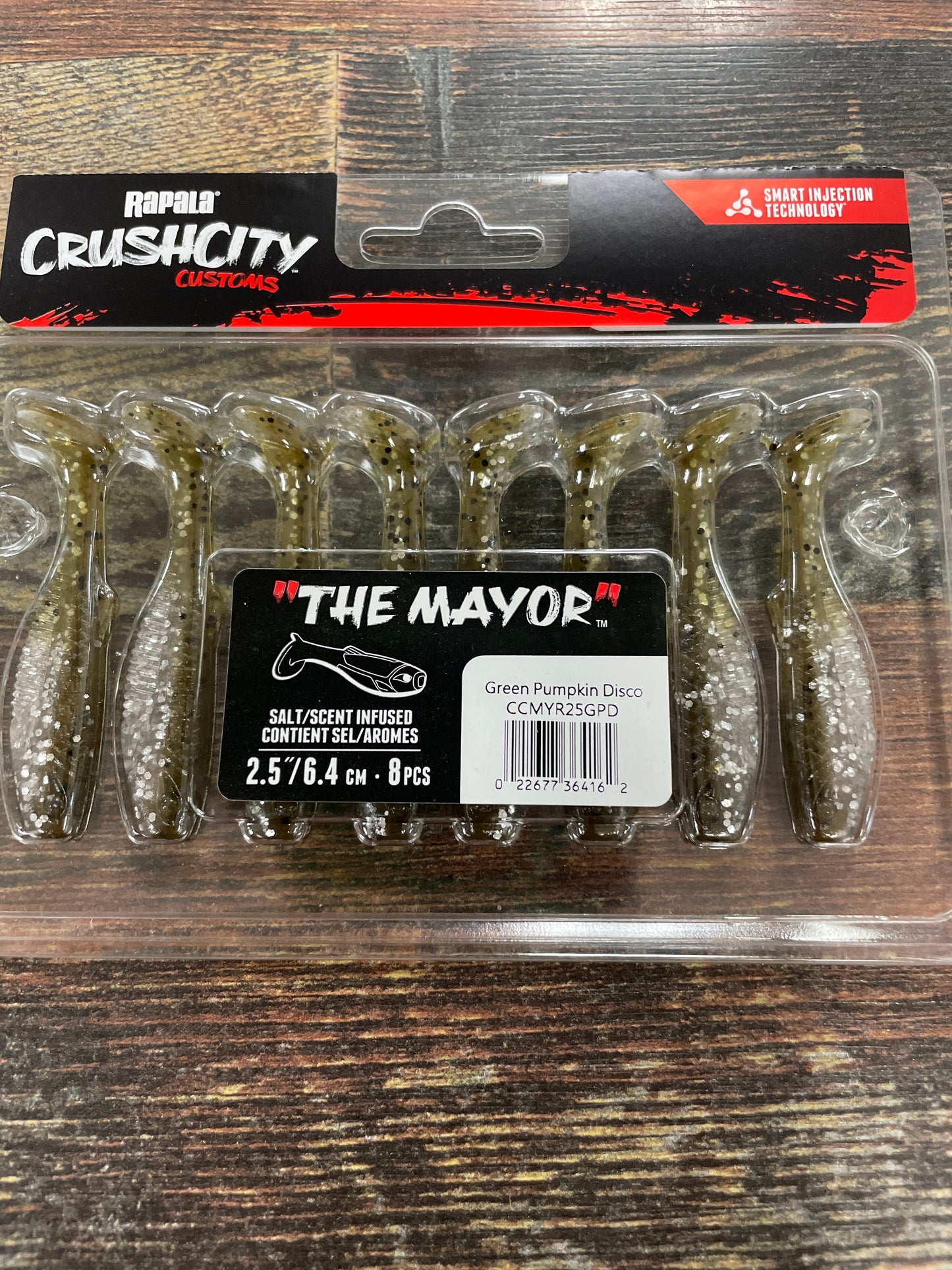 Rapala Crush City 2.5” 8 Pieces Green Pumpkin Disco