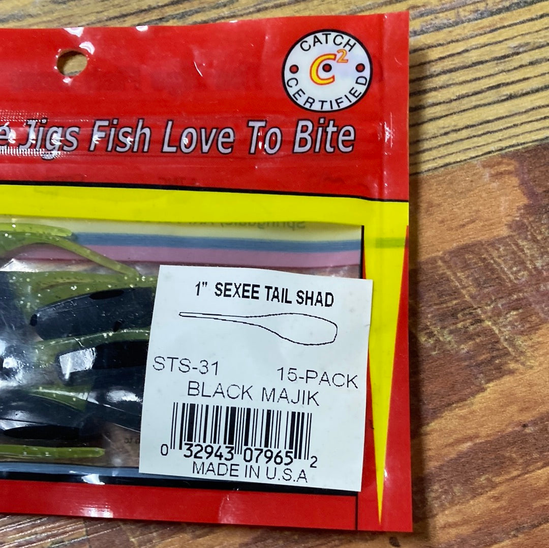 Arkie 1” Sexee Tail Shad Black Majik