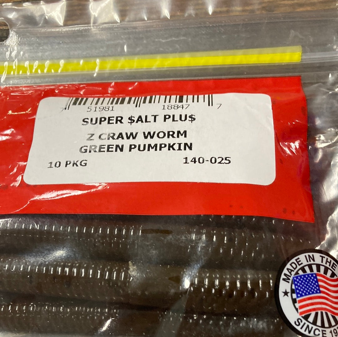 Zoom Z Craw Worm - Green Pumpkin