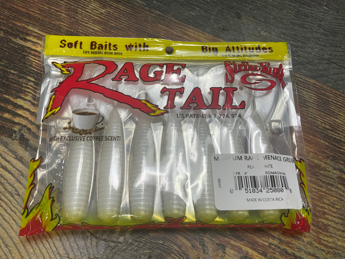 Strike King Rage Mag Menace Grub 4” Pearl