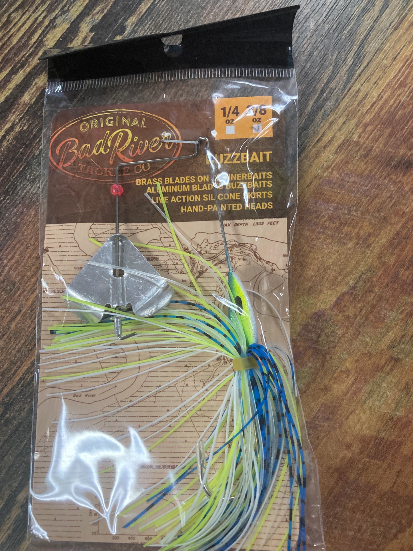 Bad River Buzz Bait 3/8 oz. White Blue Chartreuse